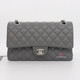 20% Non-refundable deposit to reserve: Chanel Classic Medium Double Flap 17B Gray Quilted Caviar with silver hardware