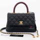 VAN CLEEF 
ARPELS Chanel Mini Coco Handle 17B Black Quilted Caviar with Real Burgundy Lizard Handle with brushed gold hardware 
