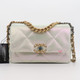 VAN CLEEF & ARPELS Chanel Small/Medium 19 Flap 21P Iridescent White Calfskin with mixed hardware 