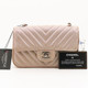 VAN CLEEF 
ARPELS Chanel Mini Rectangular 17B Iridescent Rose Gold Chevron Caviar with silver  hardware 