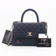 VAN CLEEF 
ARPELS Chanel Mini Coco Handle 21P Navy Quilted Caviar with lizard embossed handle and light gold hardware 