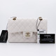 VAN CLEEF & ARPELS Classic Small Double Flap 21S White Quilted Caviar with light gold hardware 