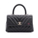 VAN CLEEF 
ARPELS Chanel Mini Coco Handle 19K Black Chevron Caviar with shiny ruthenium hardware 