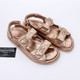 VAN CLEEF & ARPELS Chanel Velcro Dad Sandals 21C Iridescent Light Bronze  Lambskin 39 