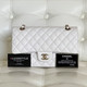 VAN CLEEF & ARPELS Chanel Classic Medium Double Flap 19B White Quilted Caviar with light gold hardware-1653441369 