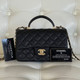 VAN CLEEF & ARPELS Chanel Mini Rectangular with top handle 21S Black Quilted Caviar with brushed gold hardware 