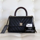 VAN CLEEF & ARPELS Chanel Mini/Small Coco Handle 20A Black Chevron Caviar with light gold hardware Lizard Embossed handle 