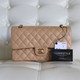 VAN CLEEF & ARPELS Chanel Classic Medium Double Flap Beige Quilted Caviar with gold hardware-1653443103 