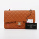 VAN CLEEF & ARPELS Chanel Classic Medium Double Flap 21A Light Brown/Caramel Quilted Caviar with light gold hardware. 