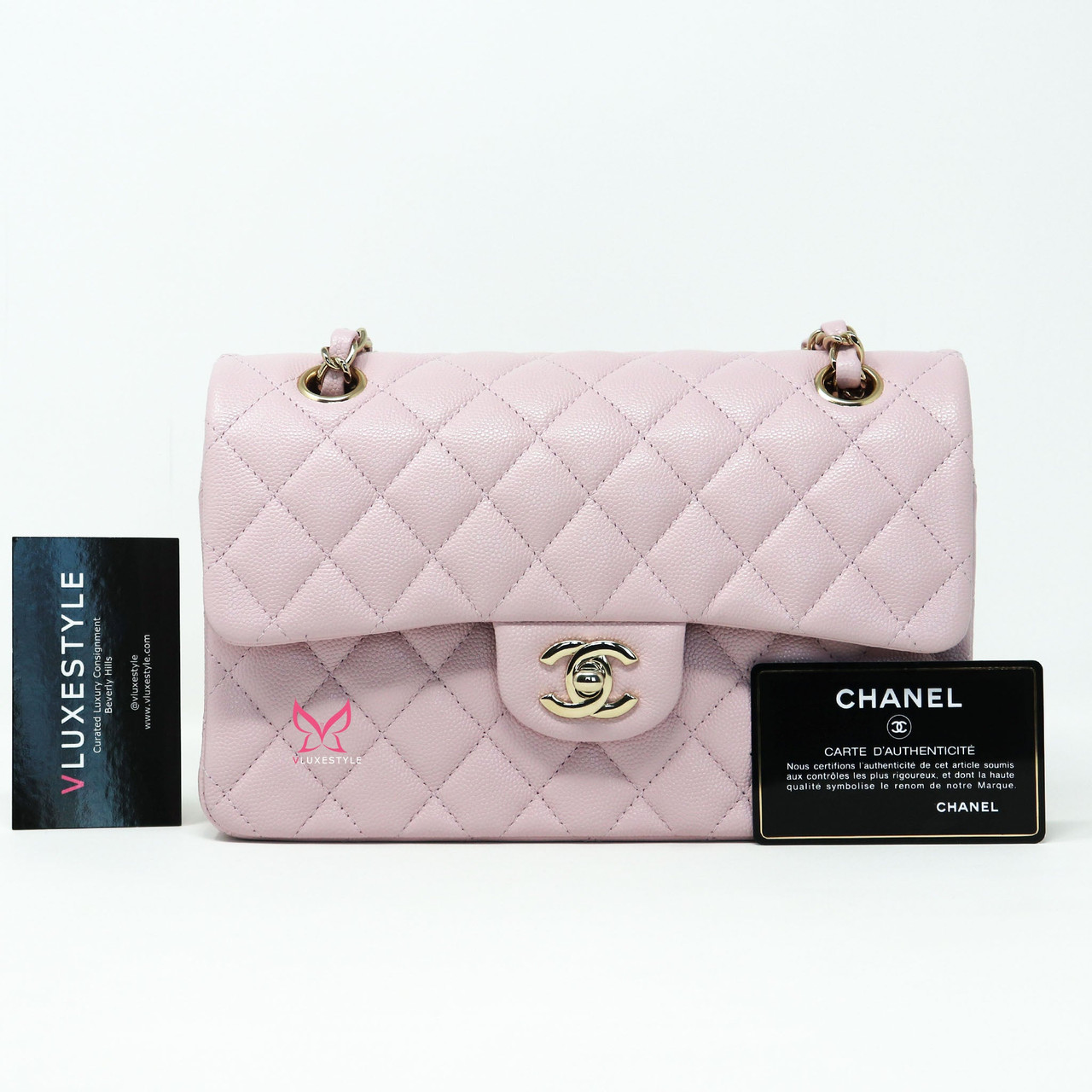 Chanel Classic Small Double Flap 21S Light Pink Quilted Caviar 