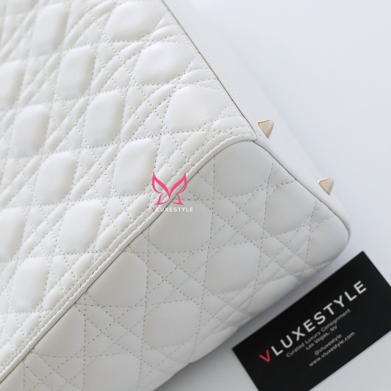 Dior★Dior Medium Lambskin Cannage Lady Dior White dior-dior-medium-lady-dior-