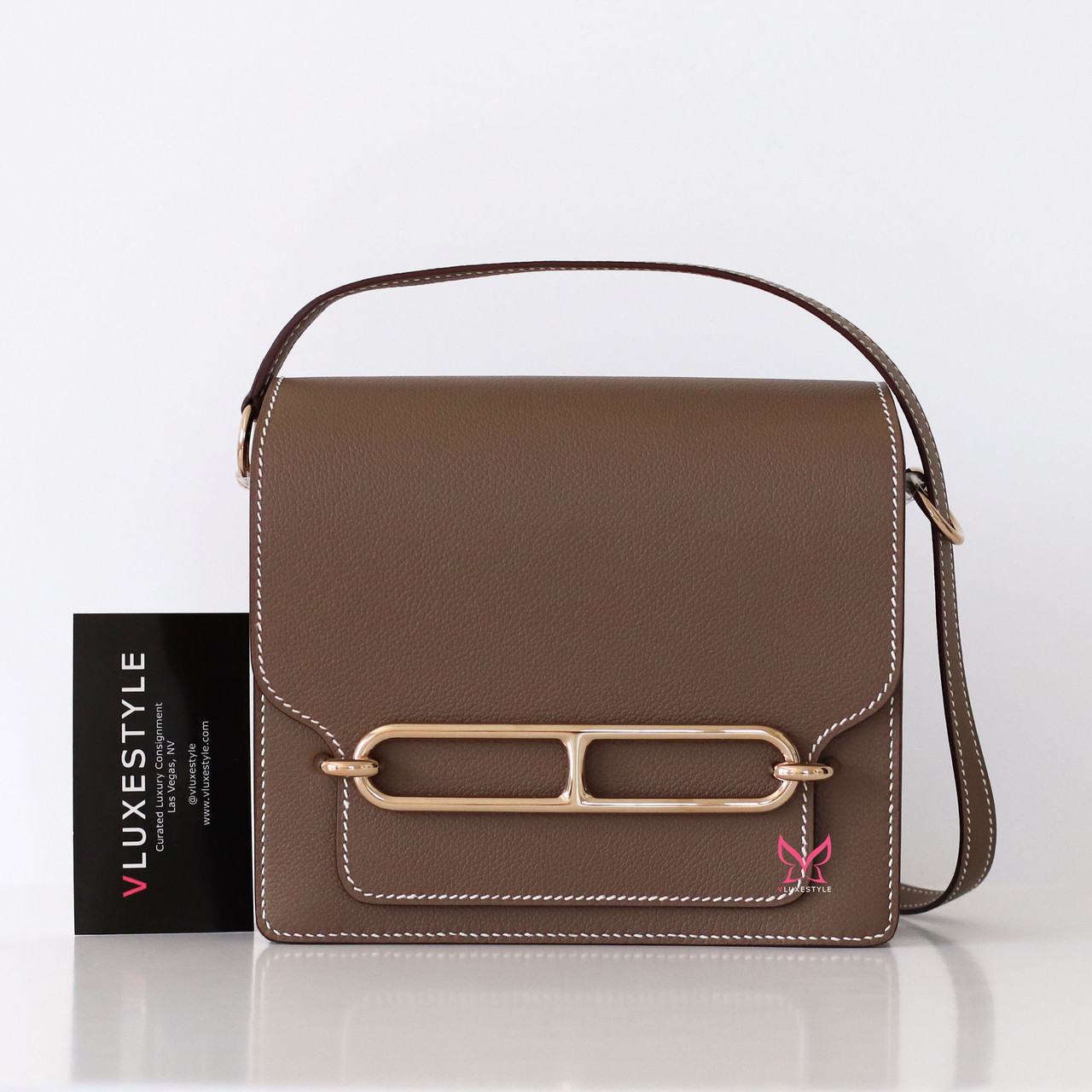 Hermes Mini Roulis 18 Evercolor Etoupe Gold Hardware