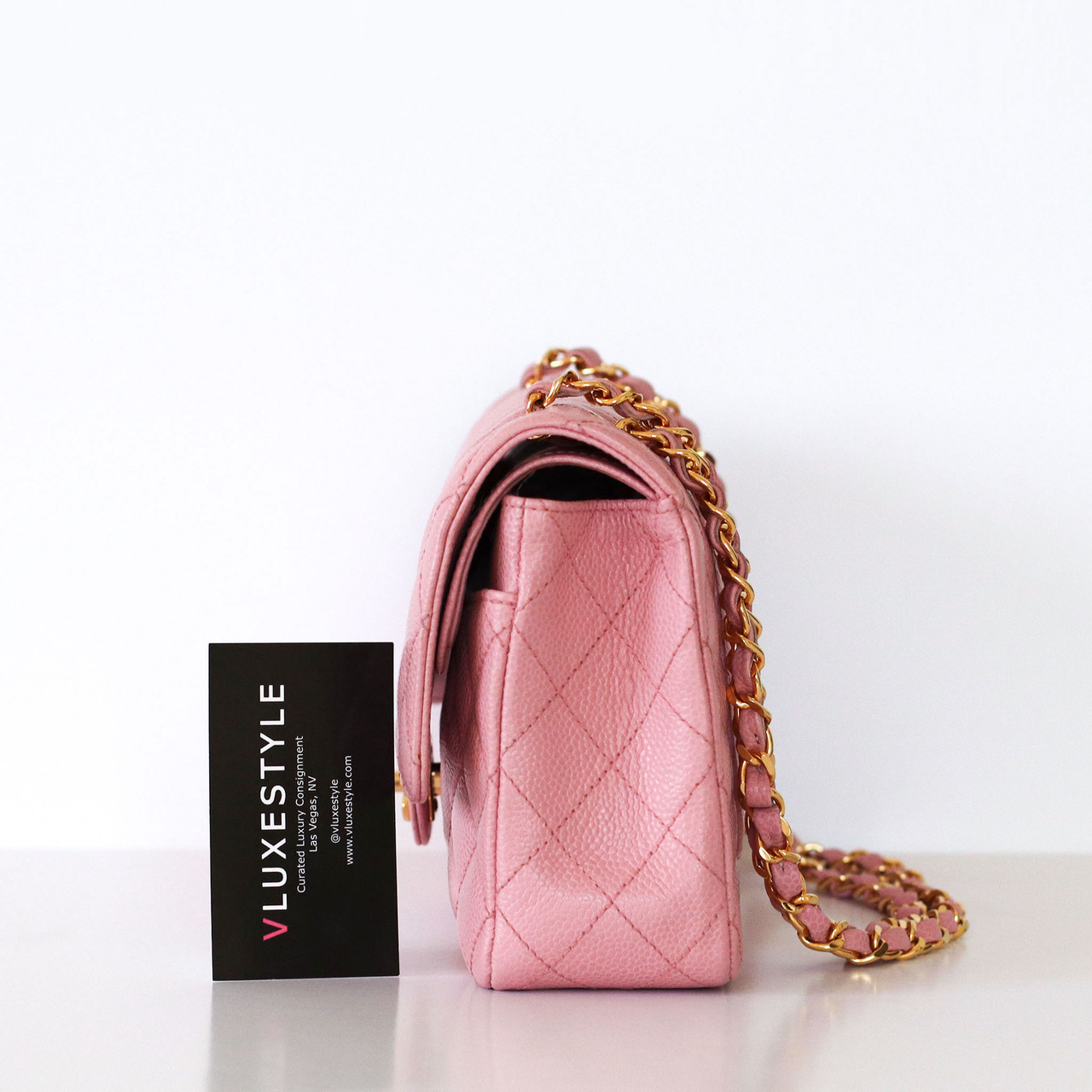 【ヴィンテージ】Rank:S☆Chanel Sakura Seasonal Series21 Flap Chanel Pink Sakura Vintage Flap Medium Caviar 24k Gold HW