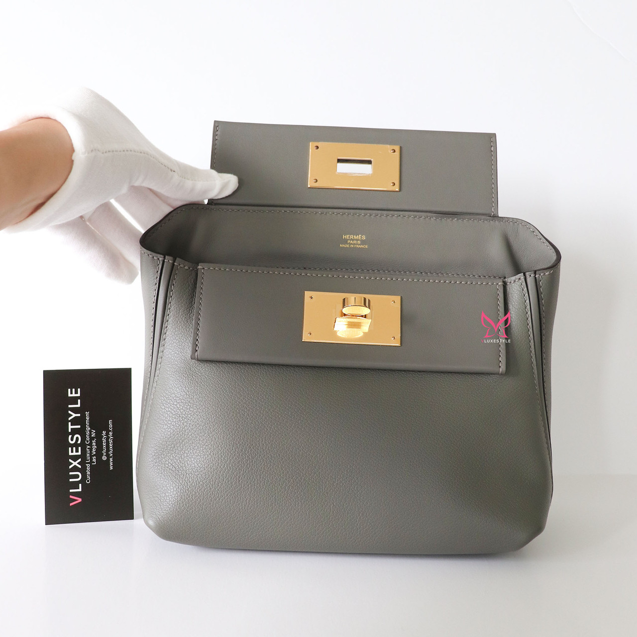 Hermes 24 24 21 Mini Evercolor Swift Gris Meyer with Gold