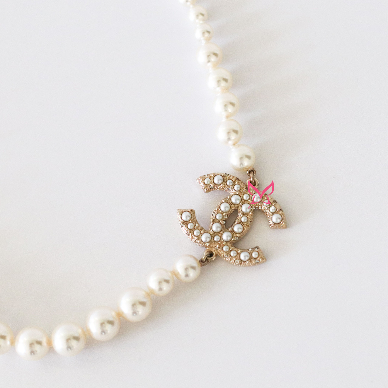 CHANEL Pearl CC 100th Anniversary Necklace Light Gold 1363569 | FASHIONPHILE