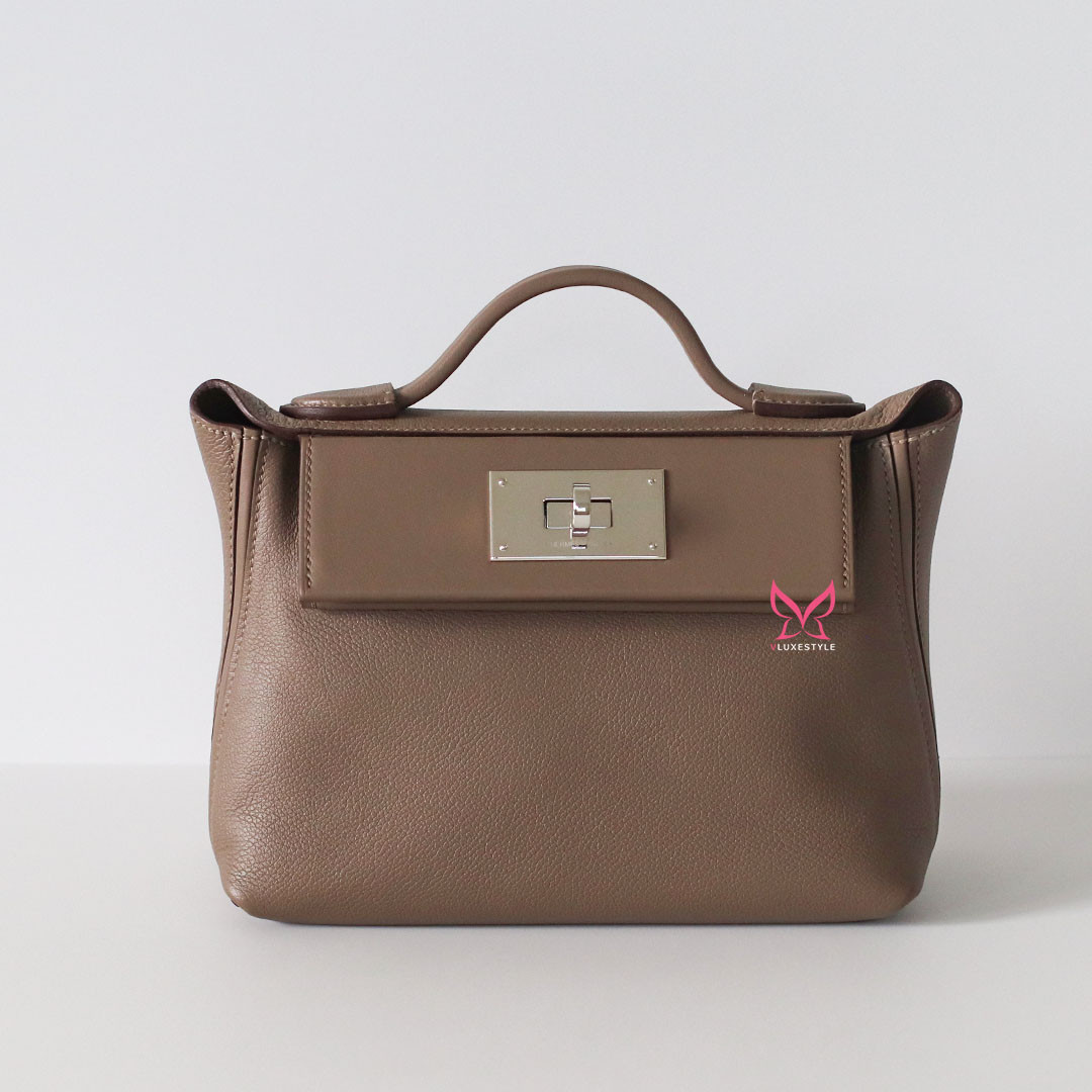 HERMES  エスパドリーユ 24 Hermès Etoupe Evercolor And Swift Mini 24/24 21 Palladium