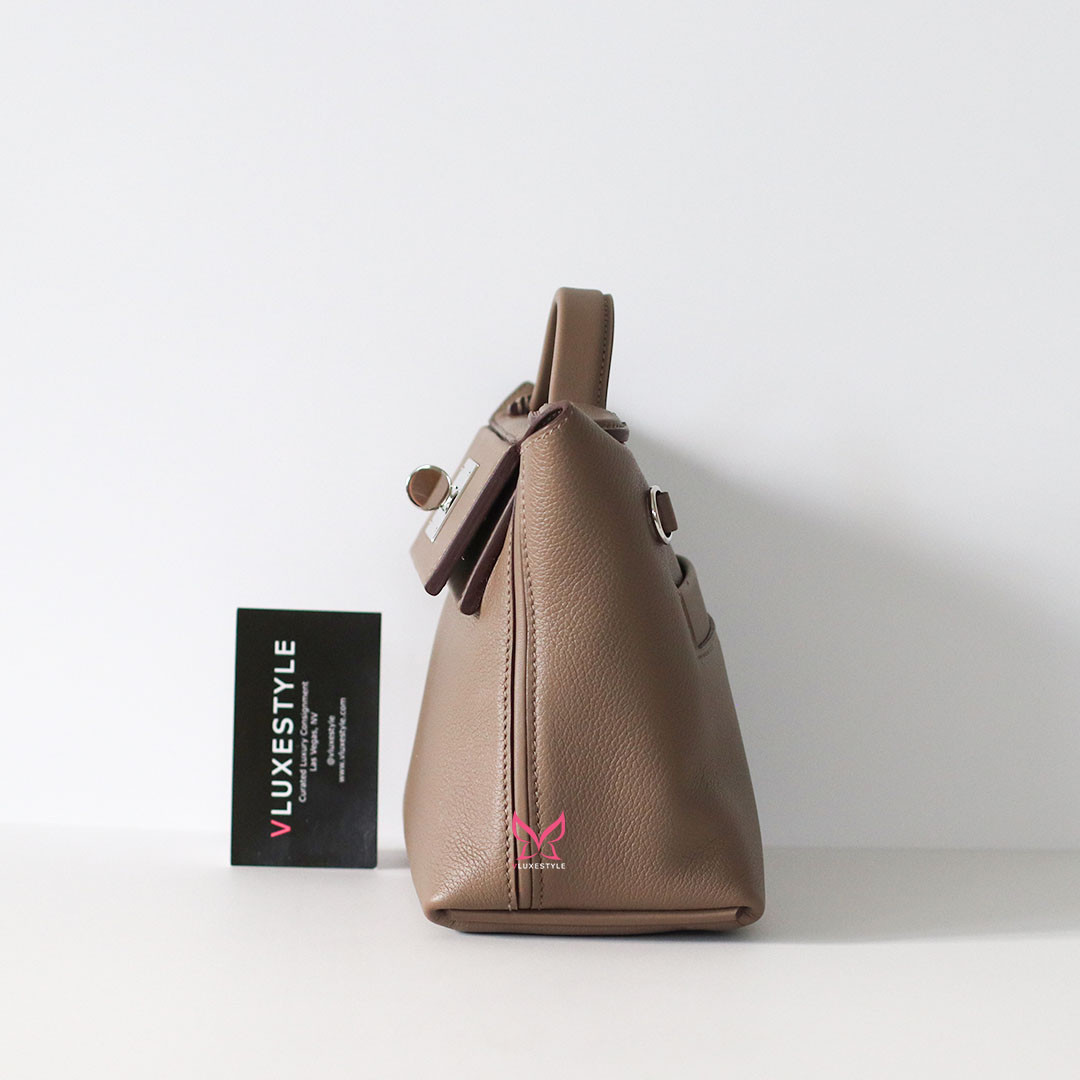 Hermes 24 24 21 Mini Evercolor Swift Etoupe Palladium Hardware Hermes 24 24 21 Mini Evercolor Swift Etoupe Palladium Hardware