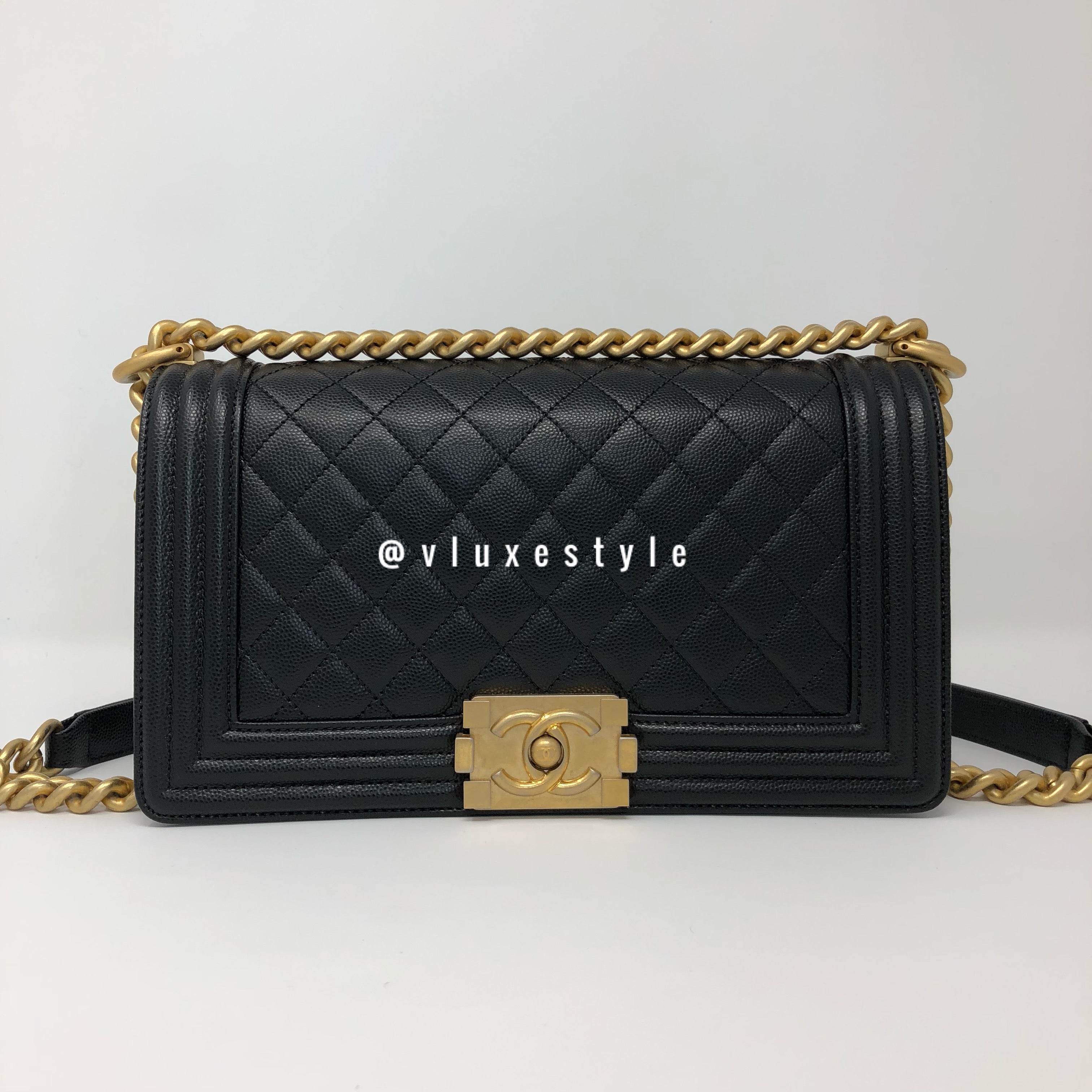 Elevate your style with timeless sophistication with Classic Pouch in Caviar  Black with Light Gold Hardware. Crafted with meticulous…