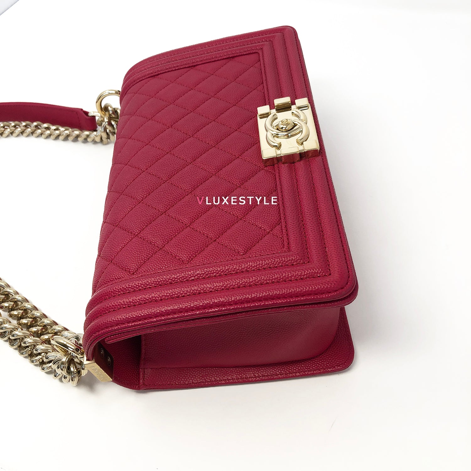 Chanel Women 22 Small Handbag Shiny Calfskin & Gold-Tone Metal Pink - LULUX