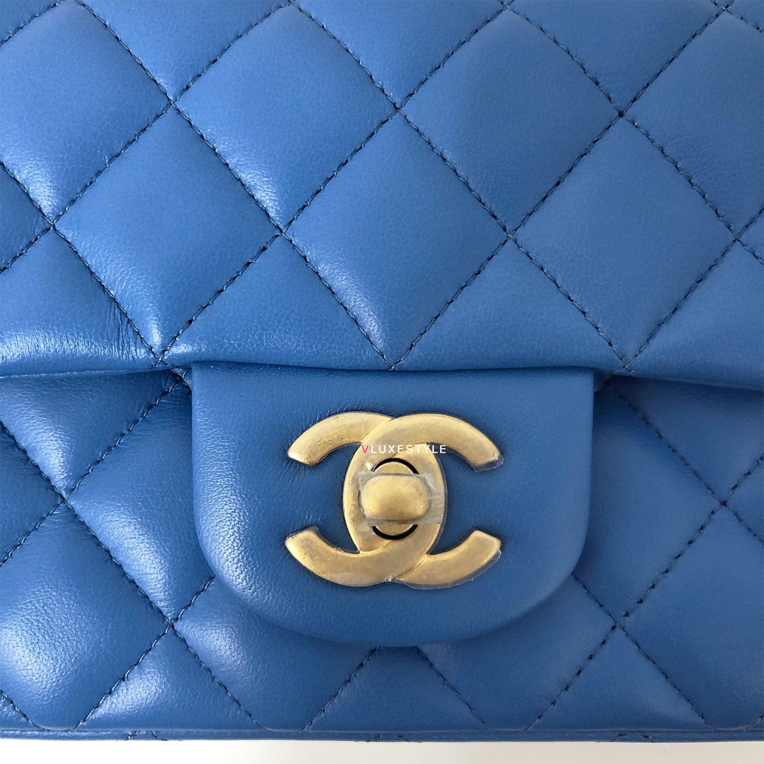 Chanel 19S Classic Blue Mini Rectangular Lambskin with brushed
