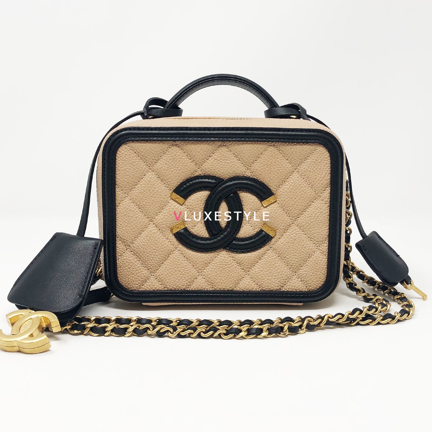 Chanel Caviar Quilted Small Filigree Vanity Case