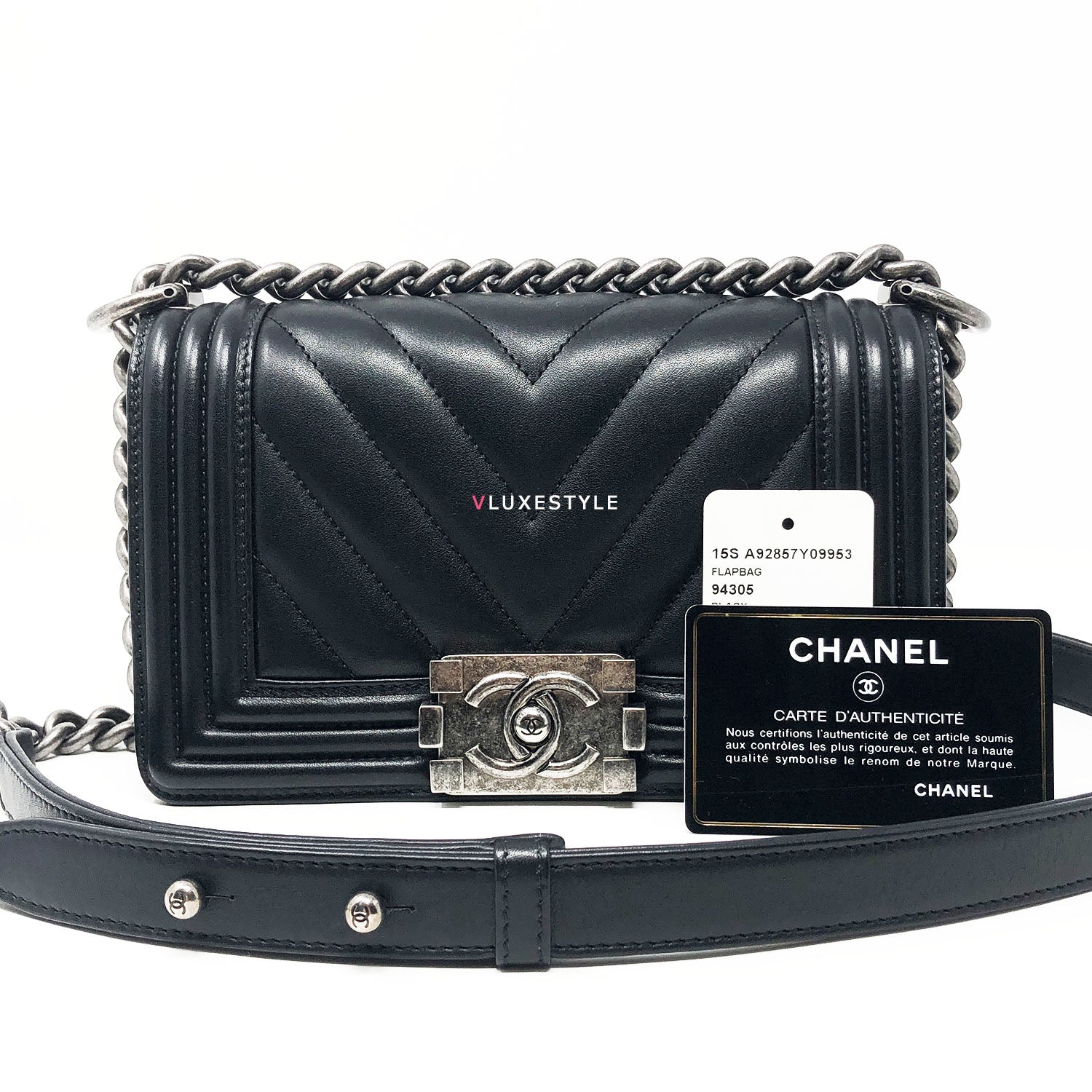 Chanel Boy Flap Quilted Metallic Calfskin Ruthenium Small Silver