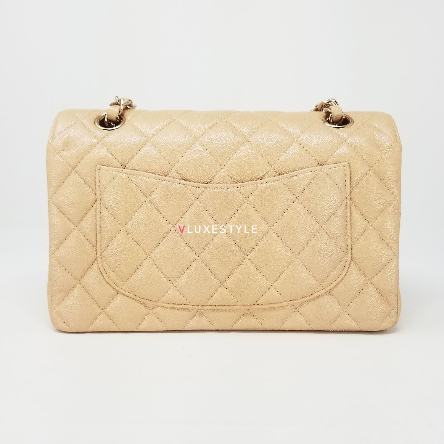 Chanel Beige Iridescent Quilted Caviar New Medium Classic Double Flap Gold  Hardware, 2019 Available For Immediate Sale At Sotheby's