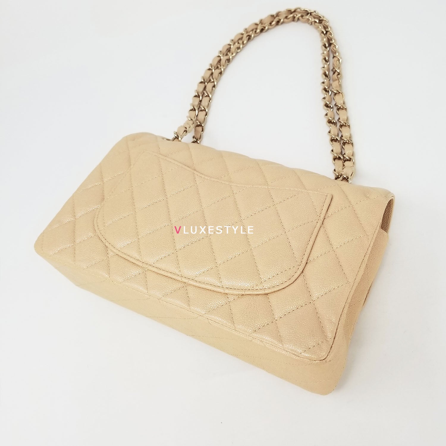 Chanel Beige Iridescent Quilted Caviar New Medium Classic Double Flap Gold  Hardware, 2019 Available For Immediate Sale At Sotheby's