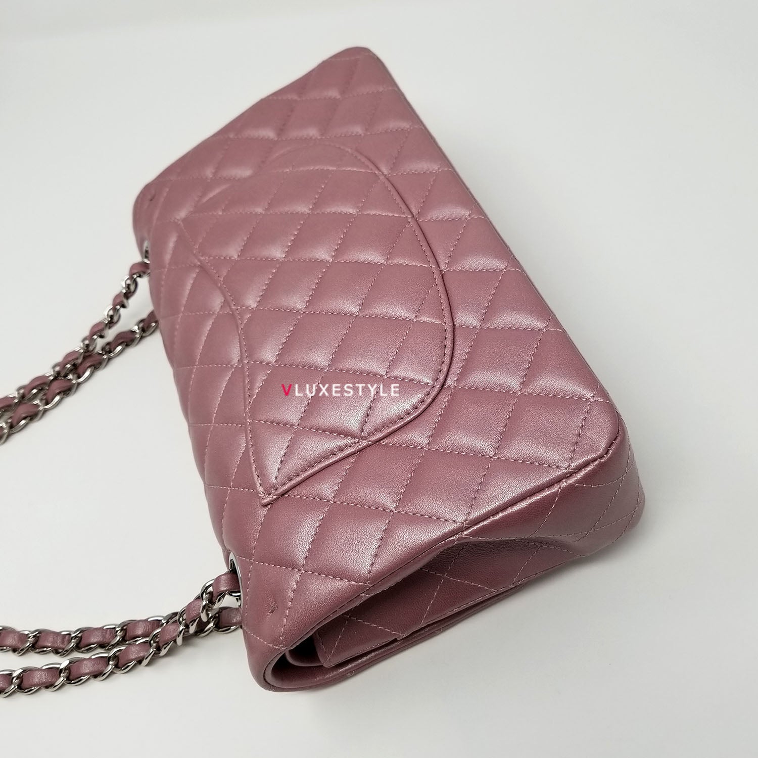 Chanel Classic Medium Double Flap Iridescent Mauve Lambskin with silver  hardware