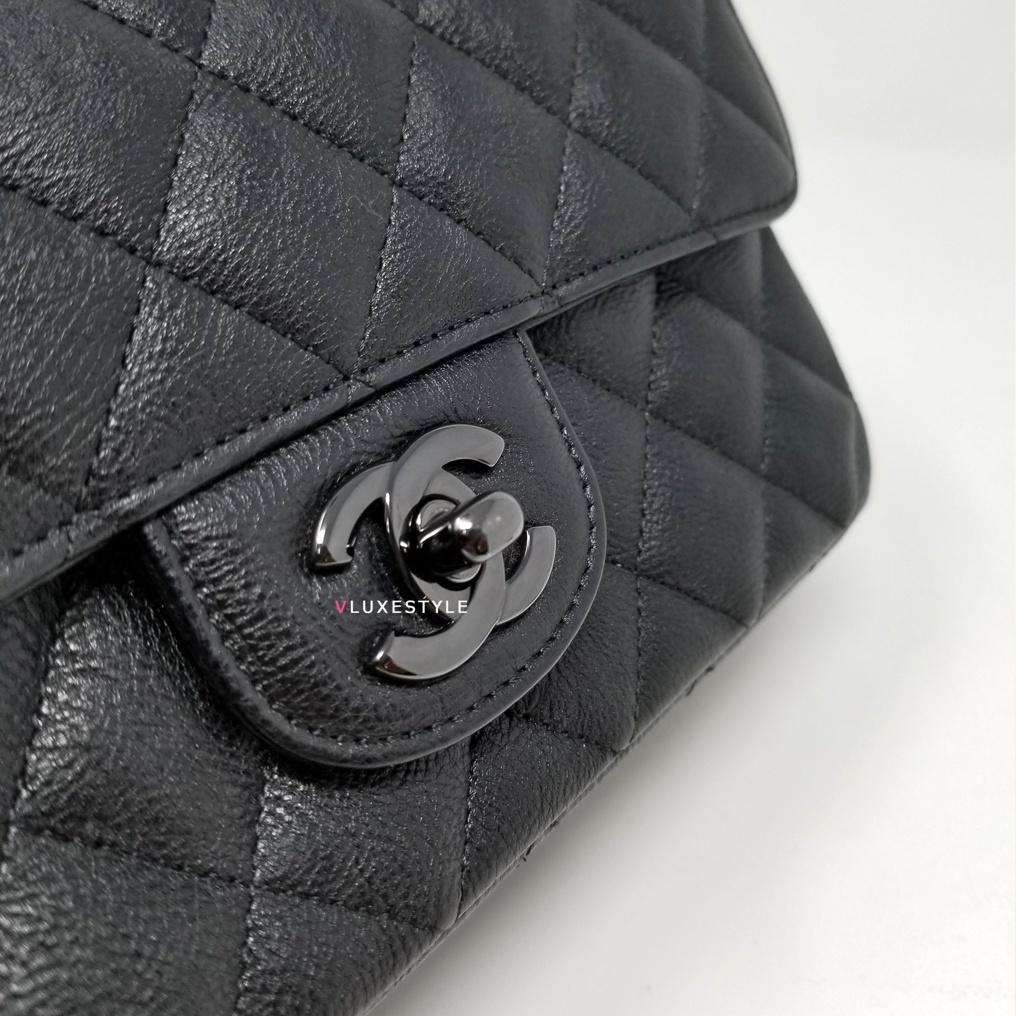 Chanel So Black Quilted Crumpled Calfskin Square Mini Classic Flap Black  Hardware, 2017 Available For Immediate Sale At Sotheby's