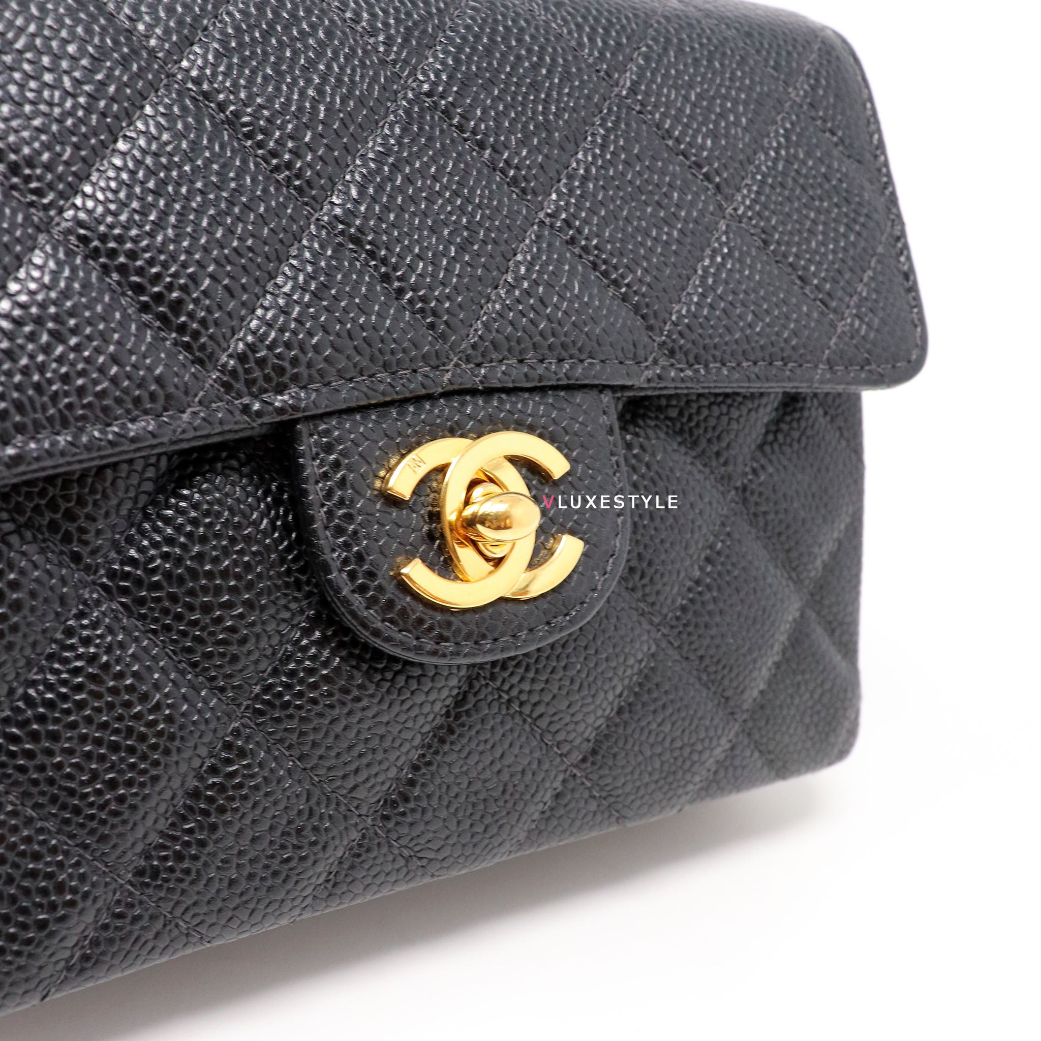 CHANEL Caviar Quilted Mini Square Flap Bag Black 67540