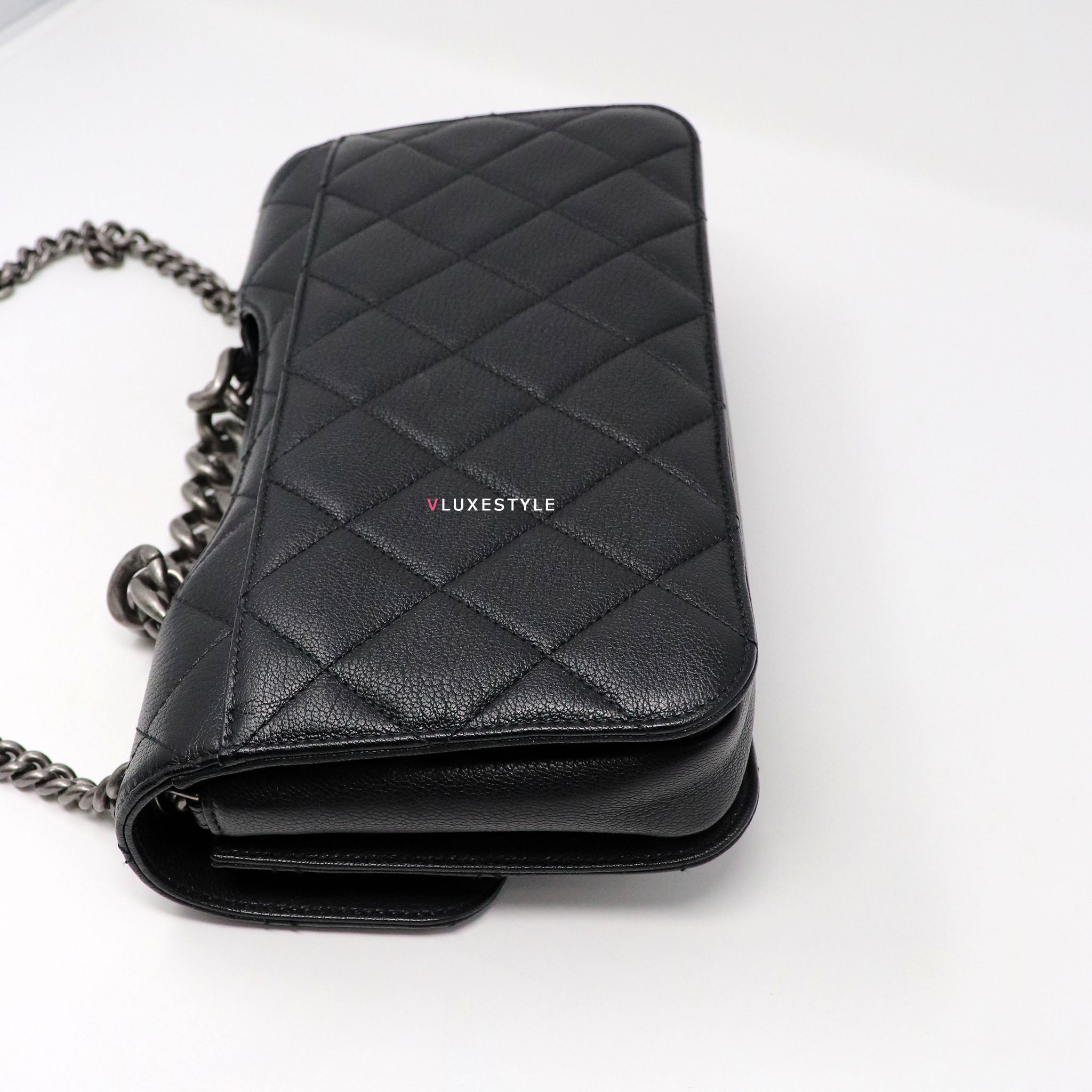 Chanel Perfect Edge Medium Flap Black Quilted Goatskin Flap with ruthenium  hardware