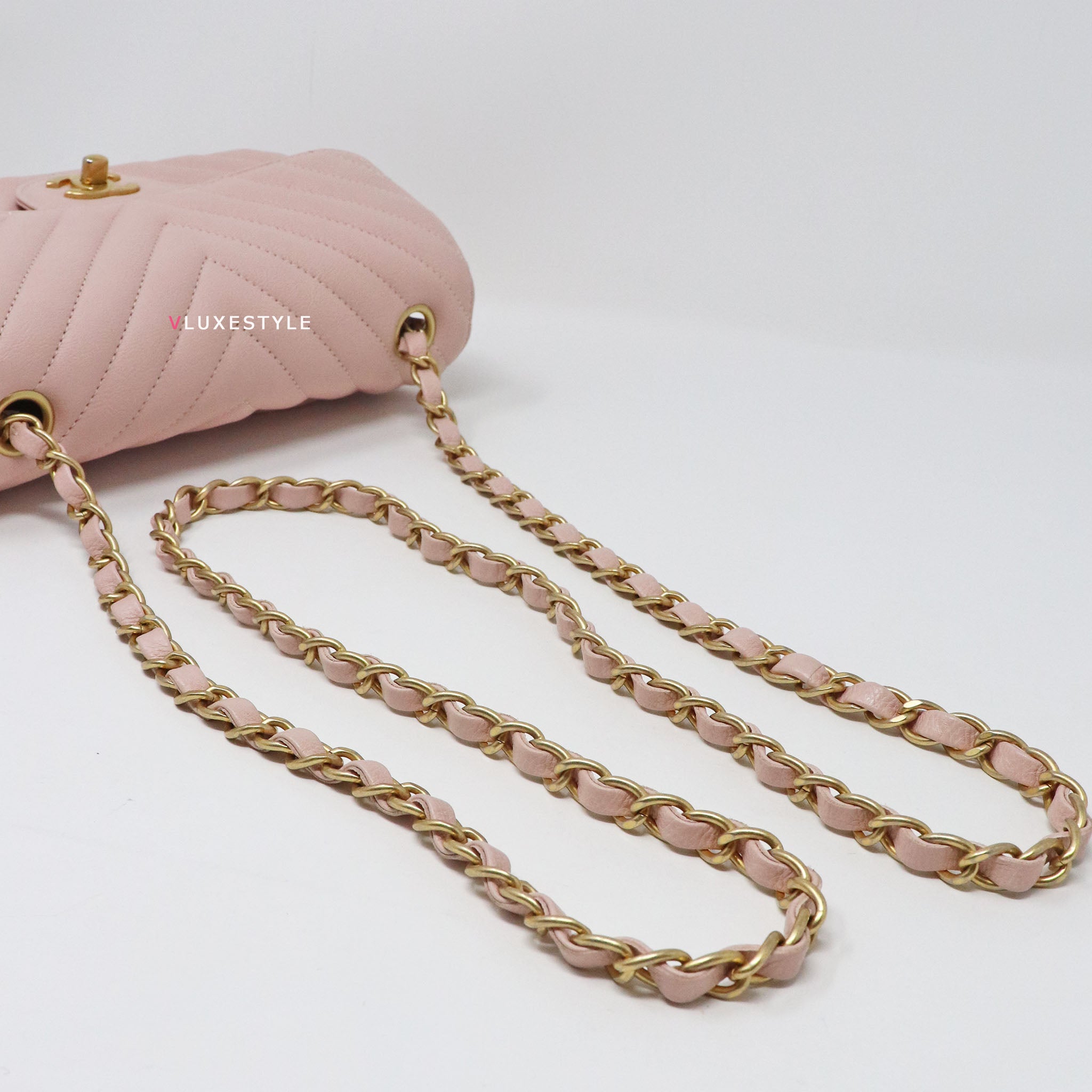 CHANEL-Chanel Classic Zipper Coinsbag Mini Pouch Pink with Gold Tone Metal