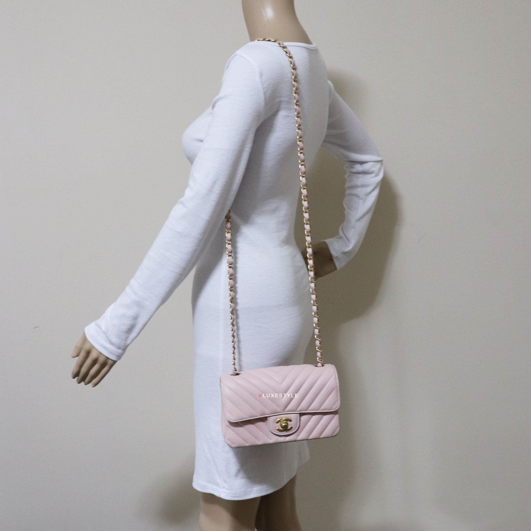 chanel light pink mini dress