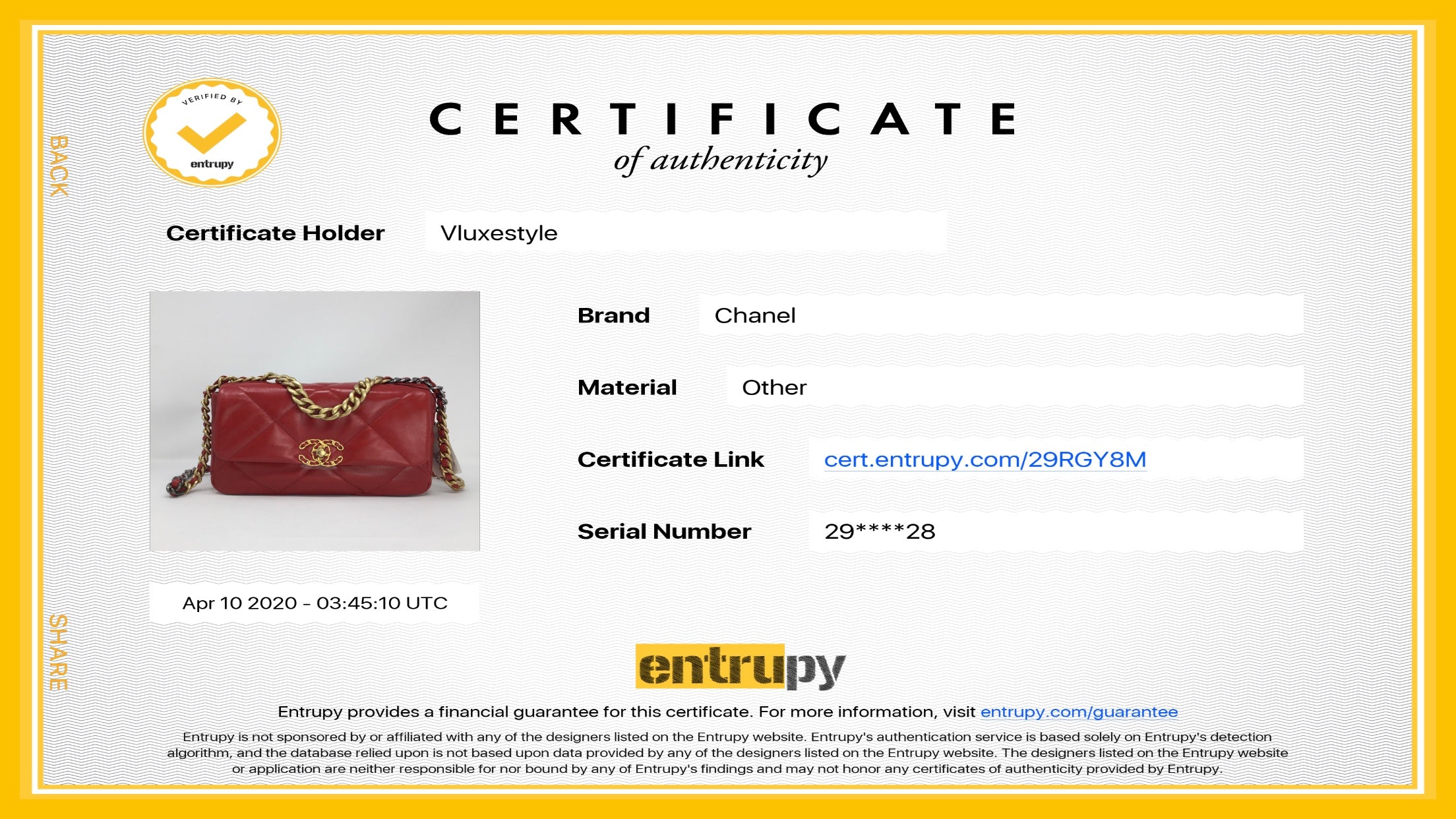 . Authenticity Guarantee for Handbags —