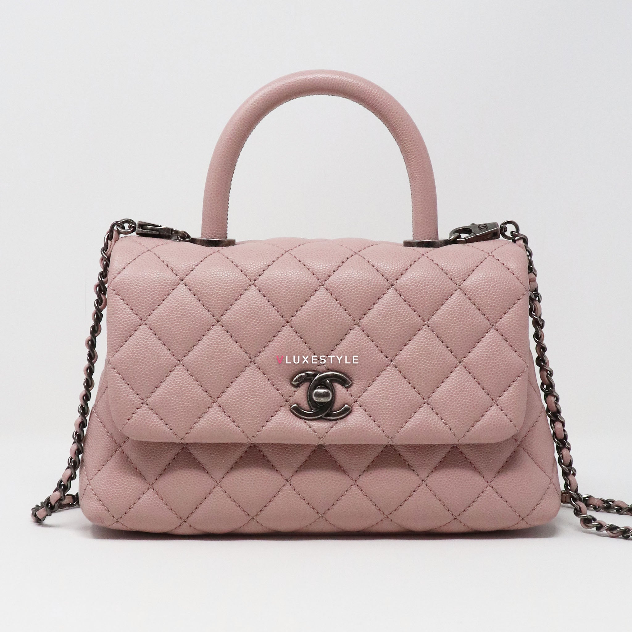 Chanel Light Pink Caviar Leather Coco Top Handle Mini — Blaise Ruby Loves