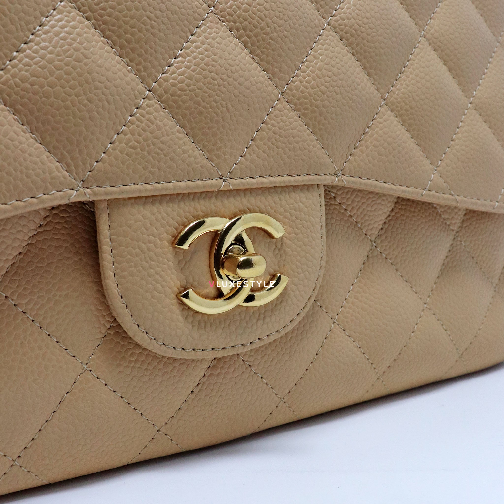 Chanel Classic Flap Bag Beige - 102 For Sale on 1stDibs
