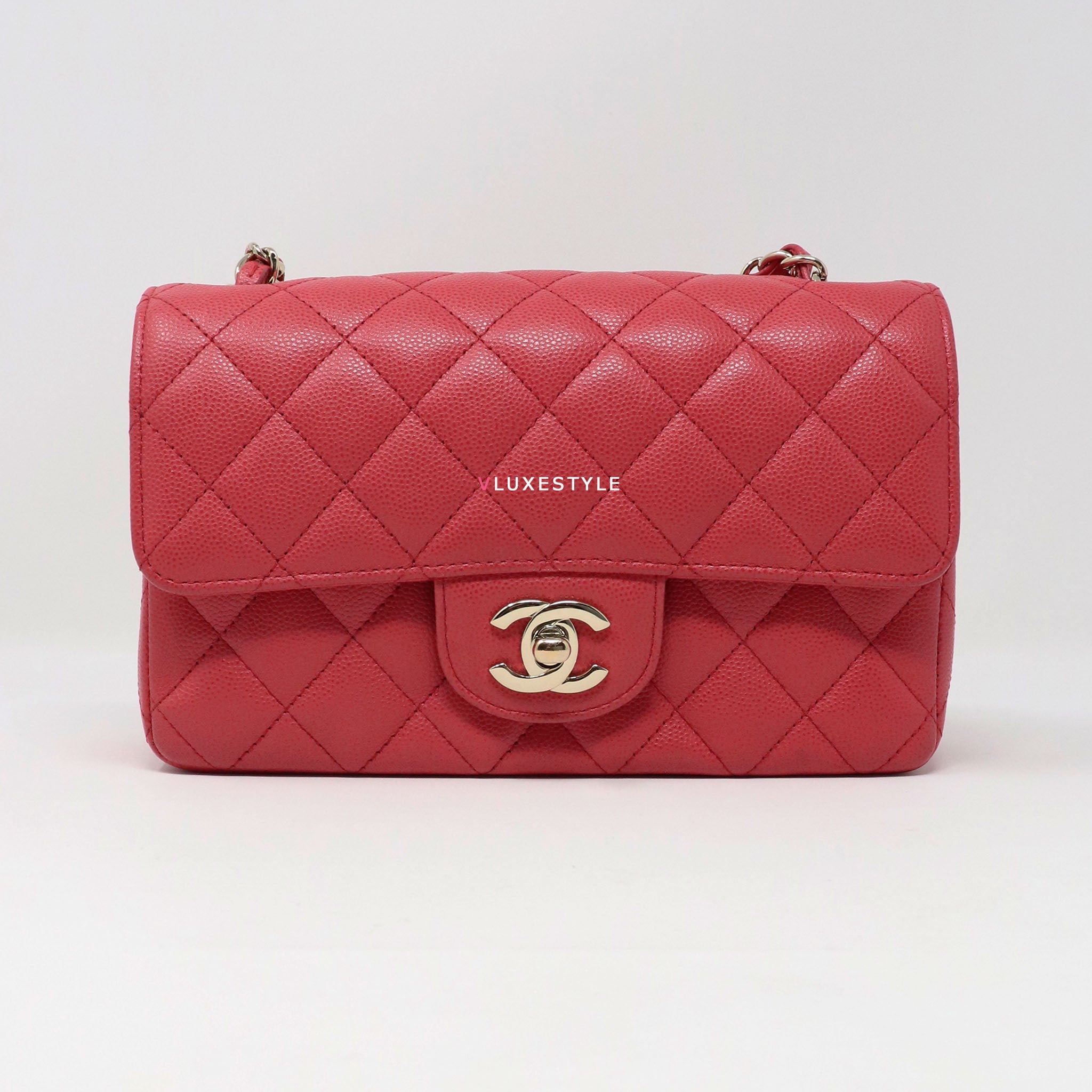 Chanel Classic Mini Rectangular 17C Pink Quilted Caviar with Edge
