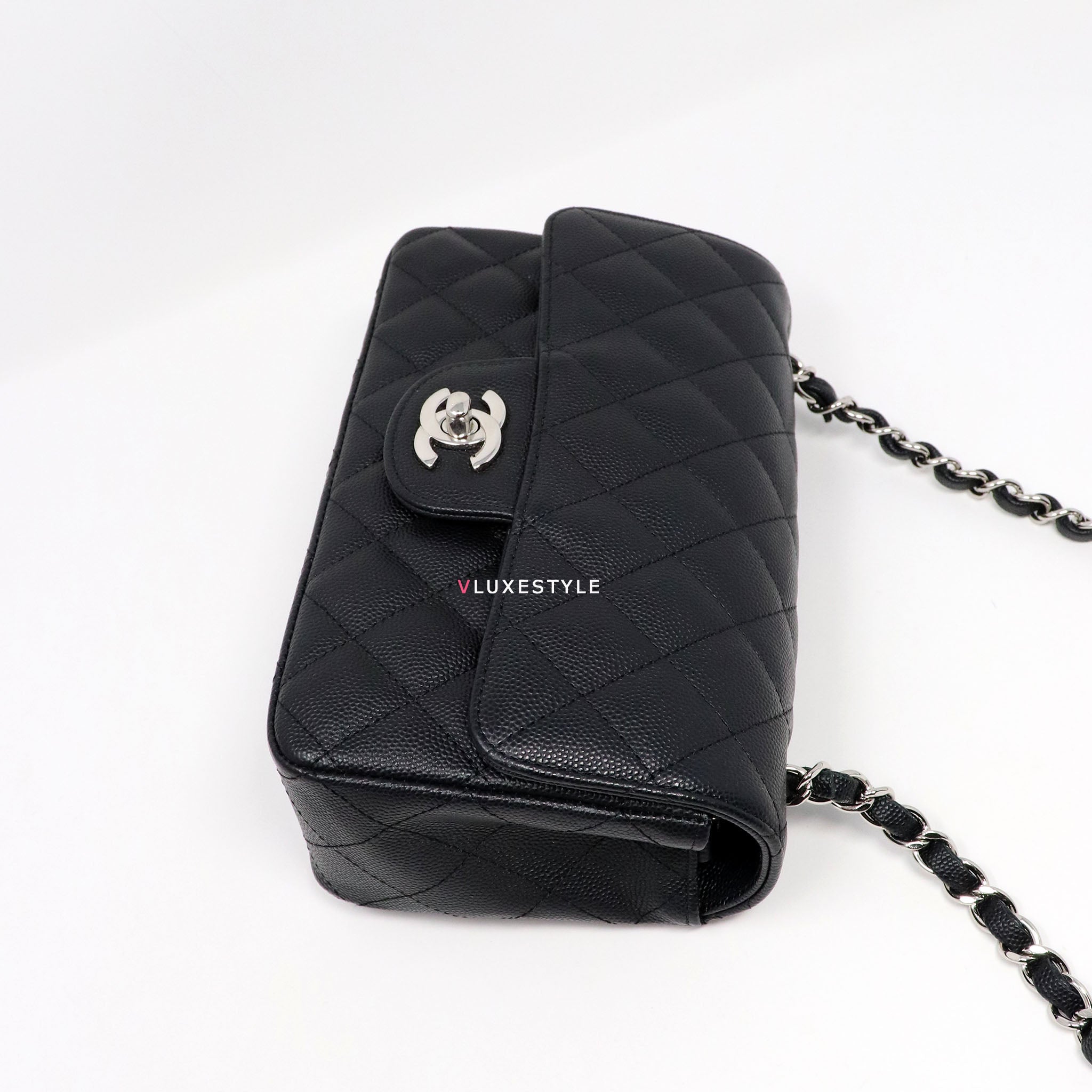 Chanel Classic O Case Pouch Quilted Caviar Mini Black 1159181