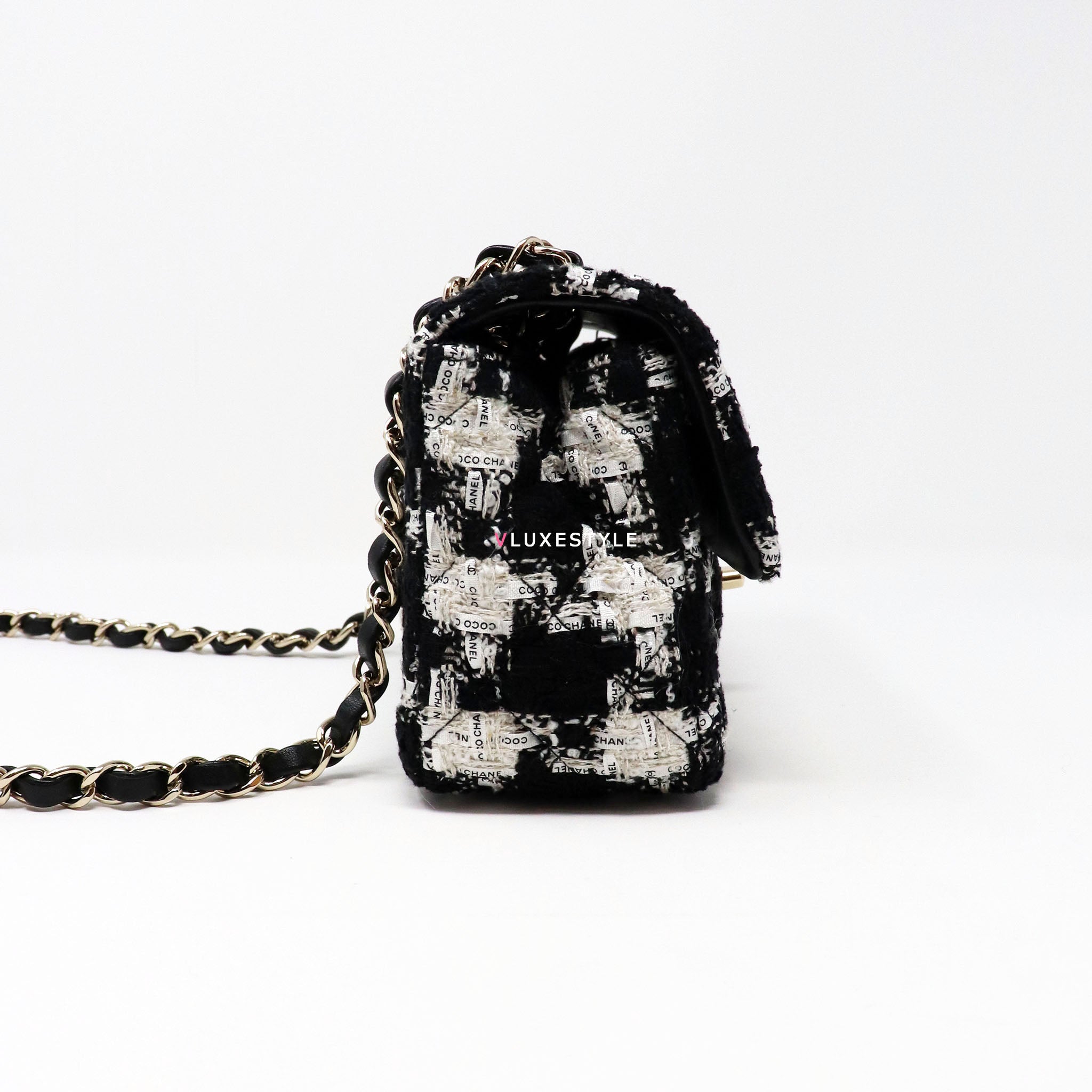 Chanel 20S Mini Rectangular Ecru, Black & White Tweed and light