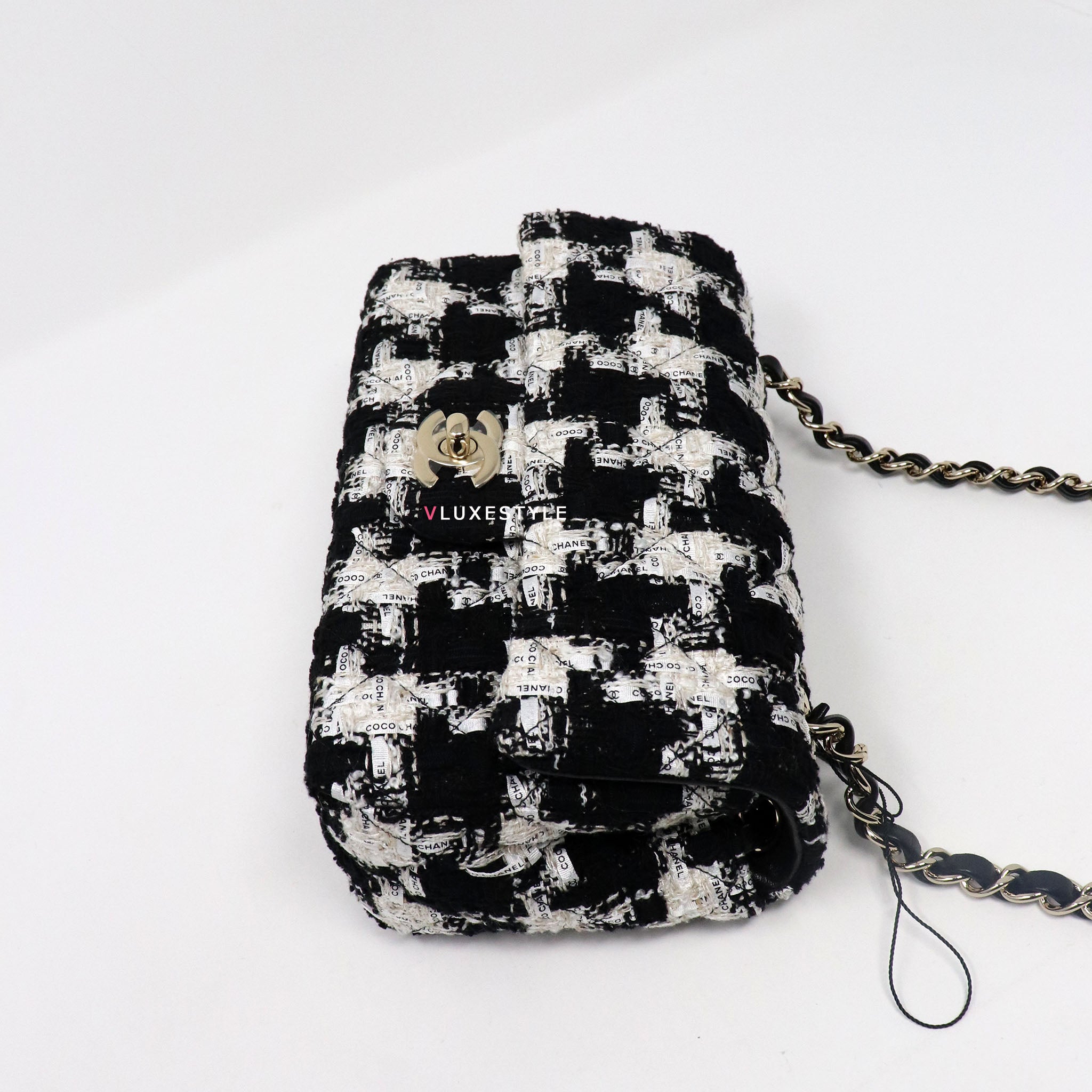 Chanel 20S Mini Rectangular Ecru, Black & White Tweed and light