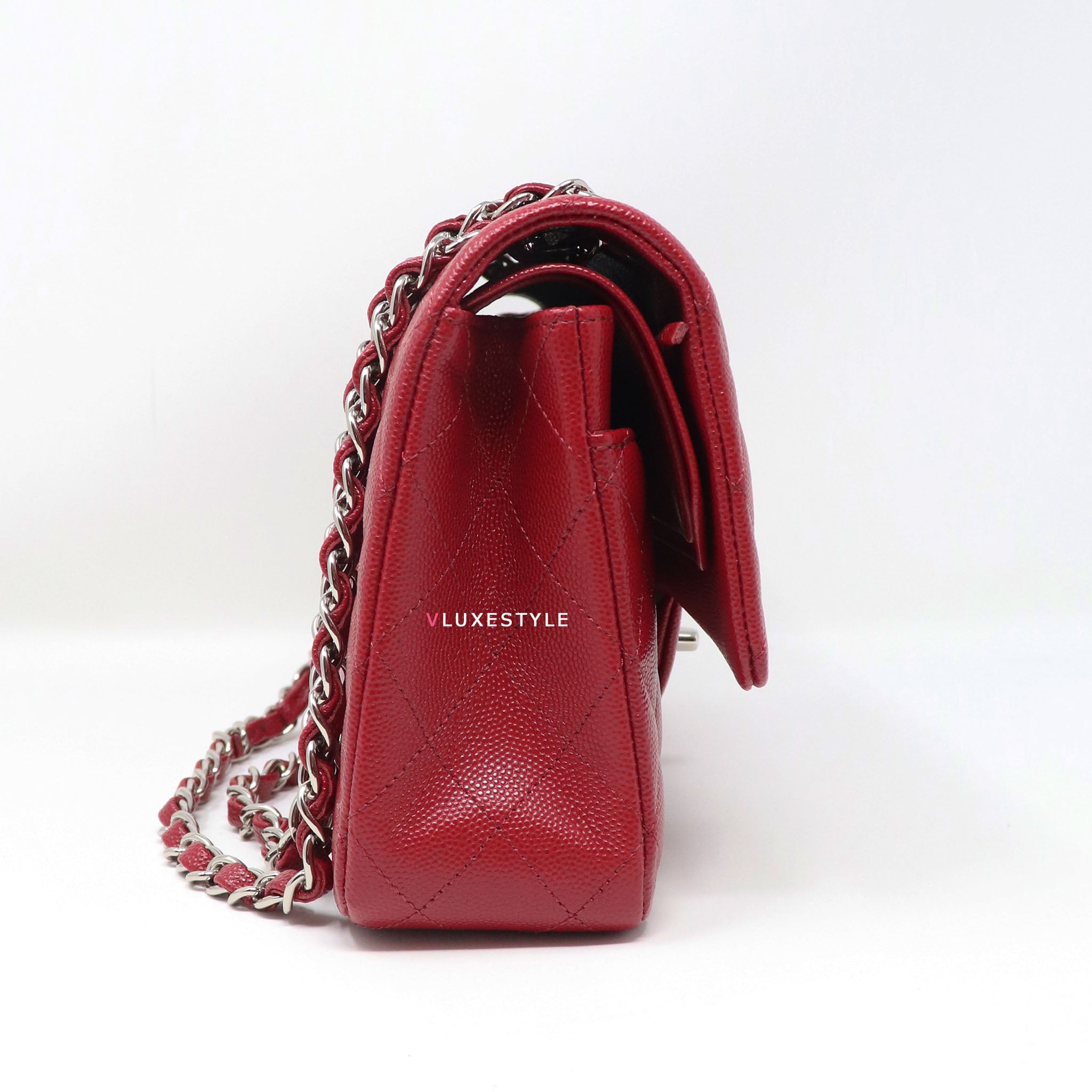 Chanel Red Quilted Caviar Bijoux Chain Medium Double Flap Silver Hardware,  2006-2008 Available For Immediate Sale At Sotheby's