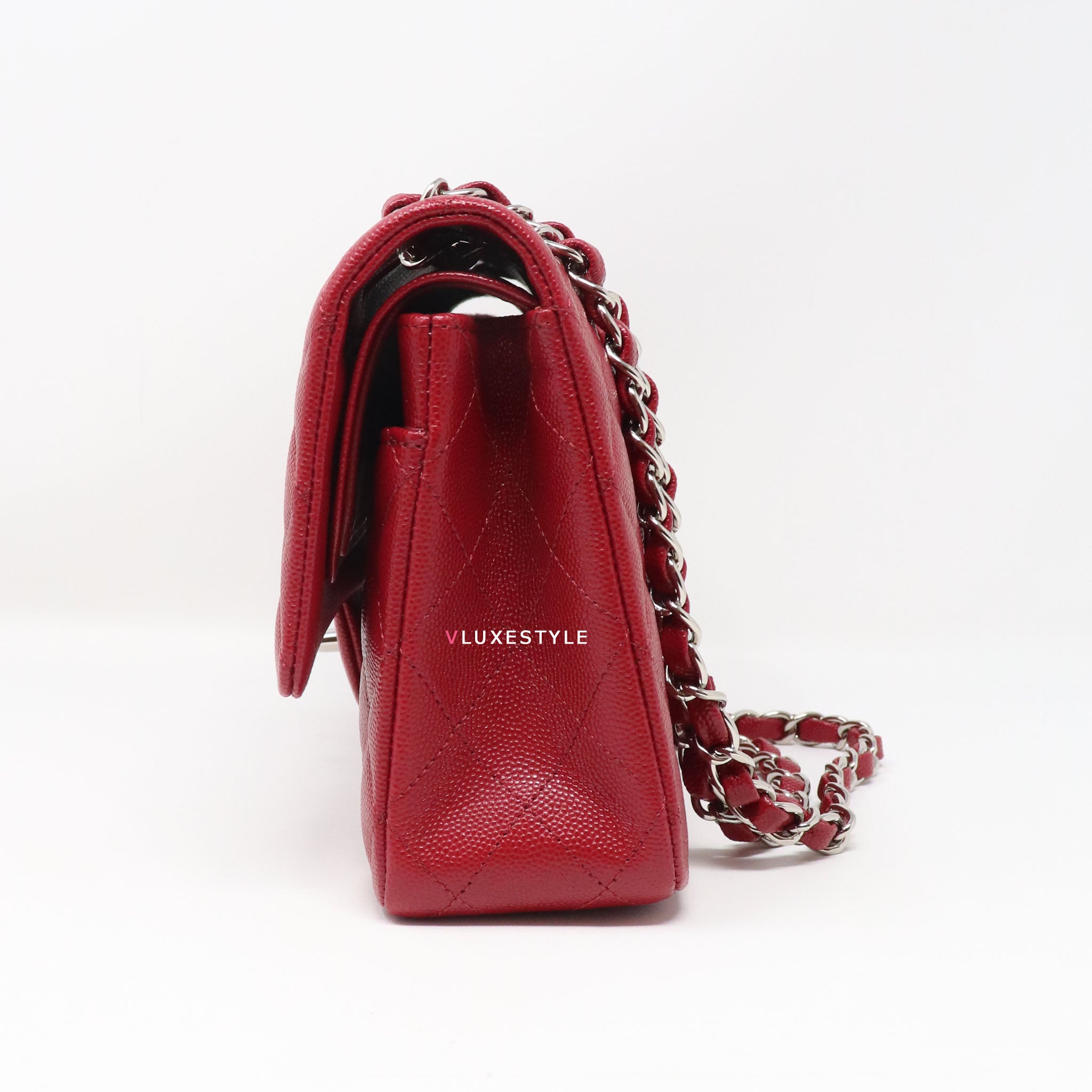 CHANEL Classic Double Flap Jumbo Bag Red Soft Caviar with Silver Hardware  2011 at 1stDibs