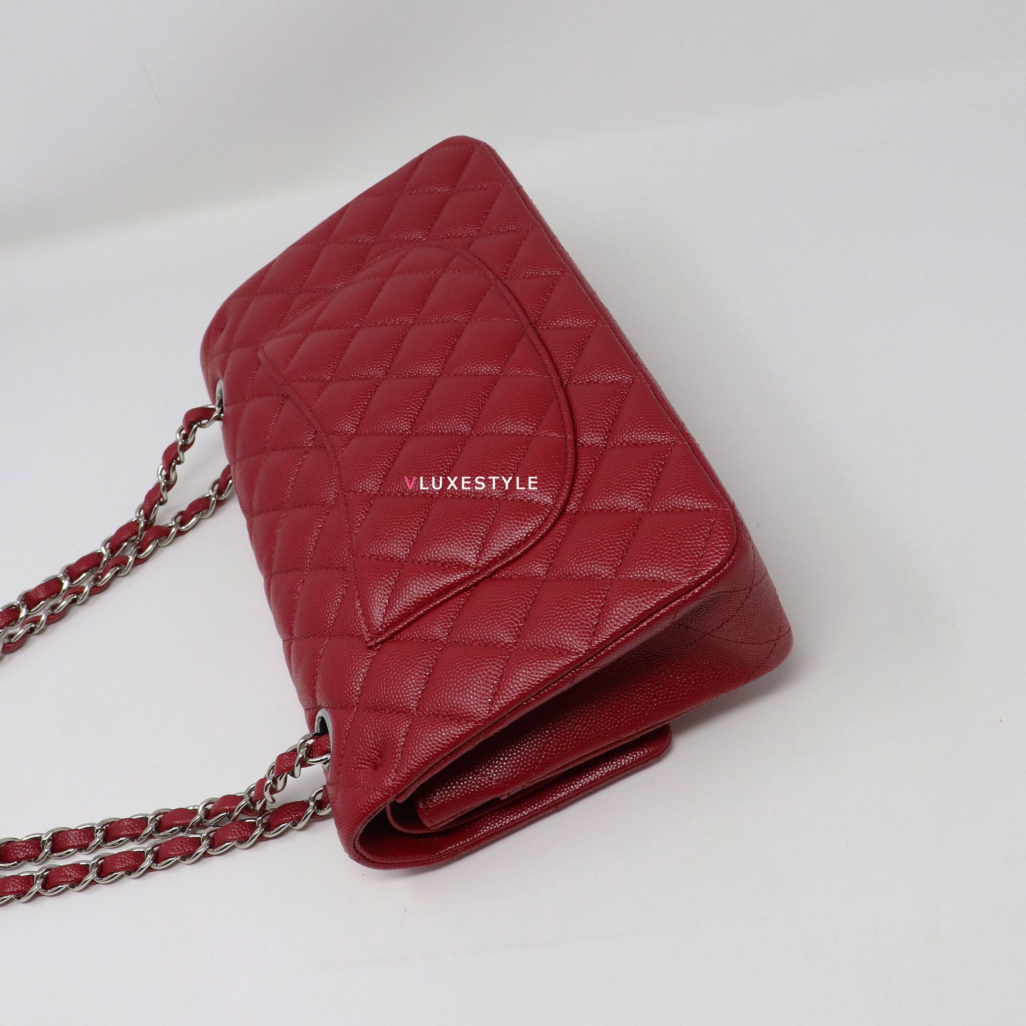 Chanel Classic Medium Double Flap 17B Red Quilted Caviar with silver  hardware