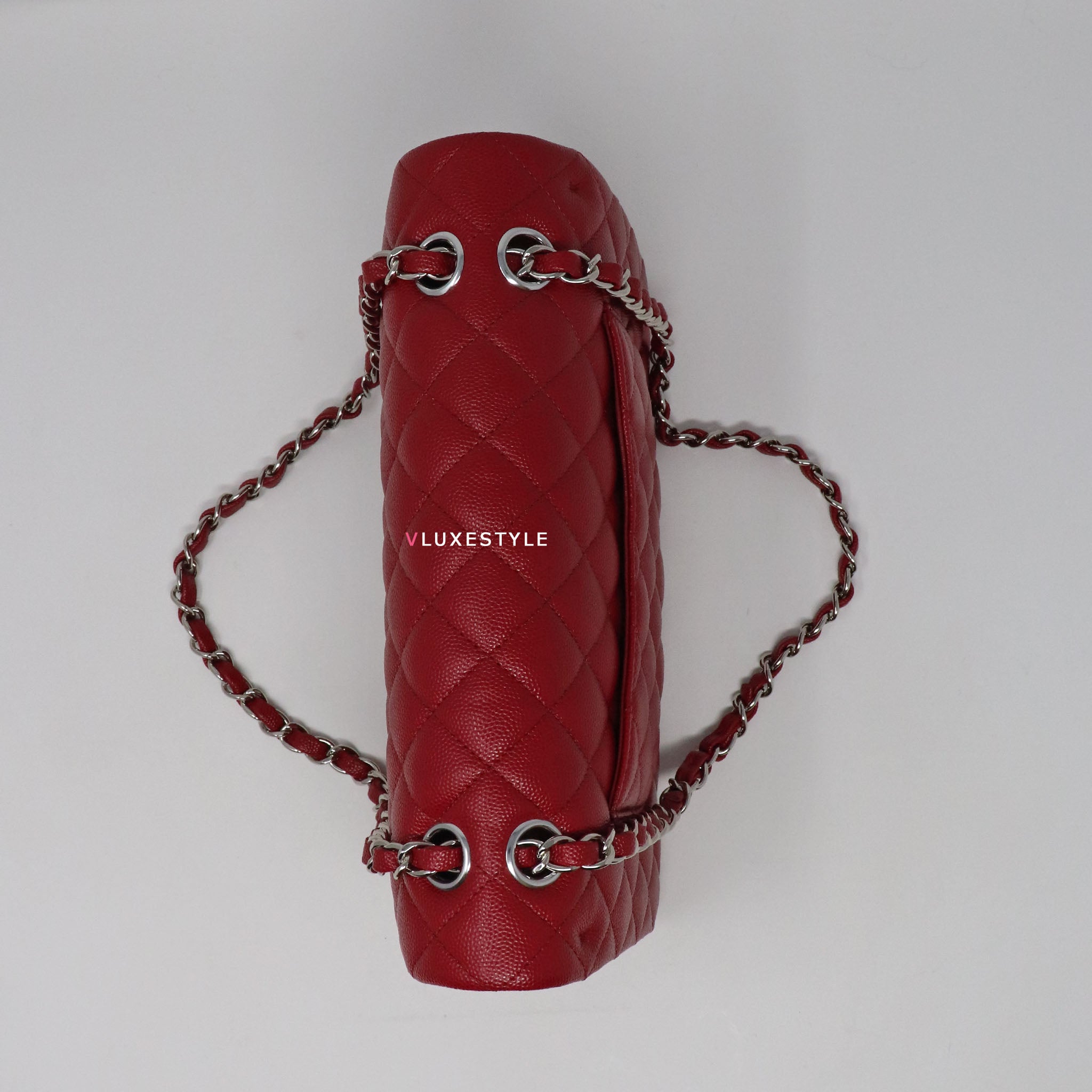 Chanel Classic Medium Double Flap 17B Red Quilted Caviar with silver  hardware