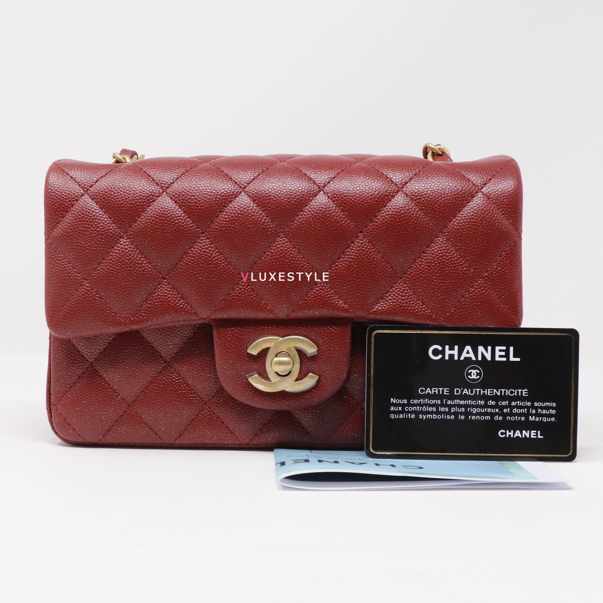 New 18C Chanel Red Caviar Classic Quilted Rectangular Mini 2.55 Flap B –  Boutique Patina