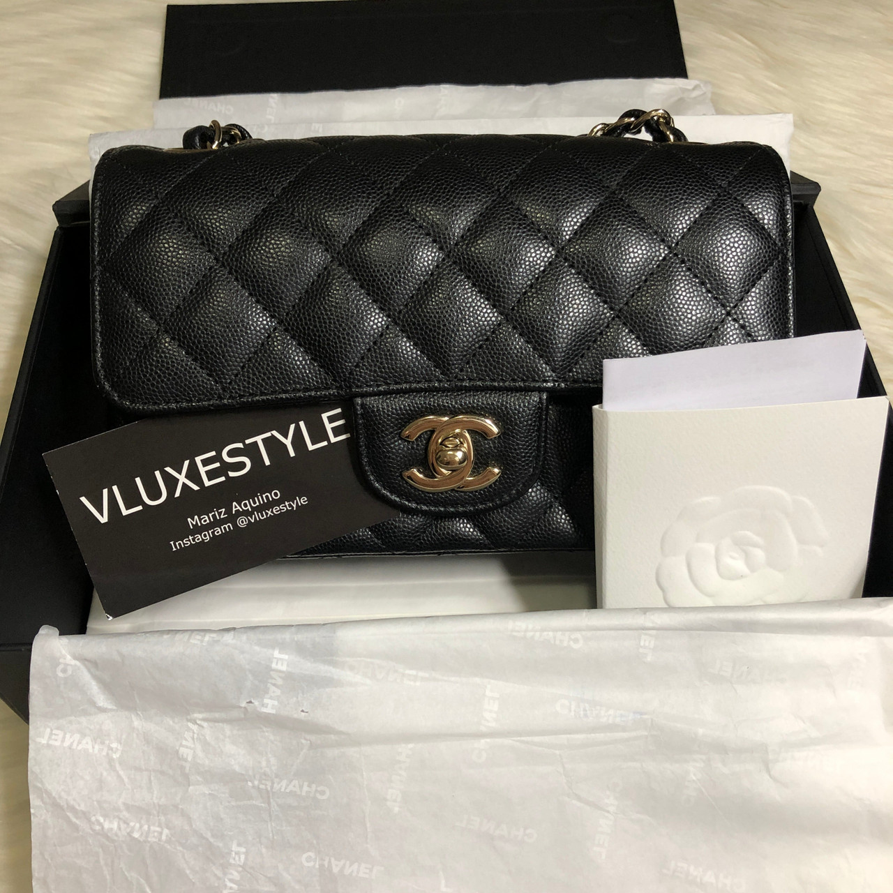 Chanel Classic Mini Rectangular 17C Black Quilted Caviar