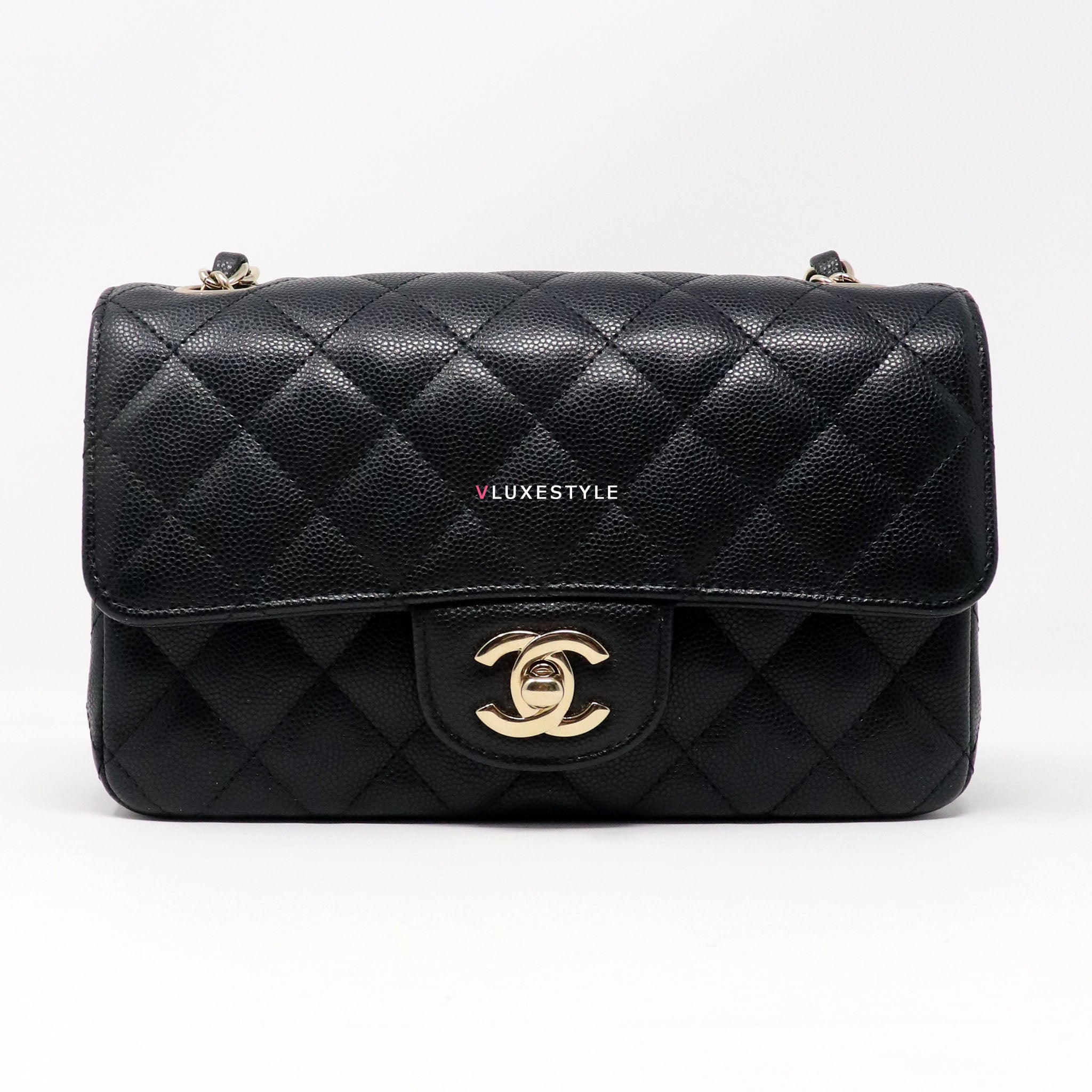 Chanel Classic Mini Rectangular 17C Black Quilted Caviar with