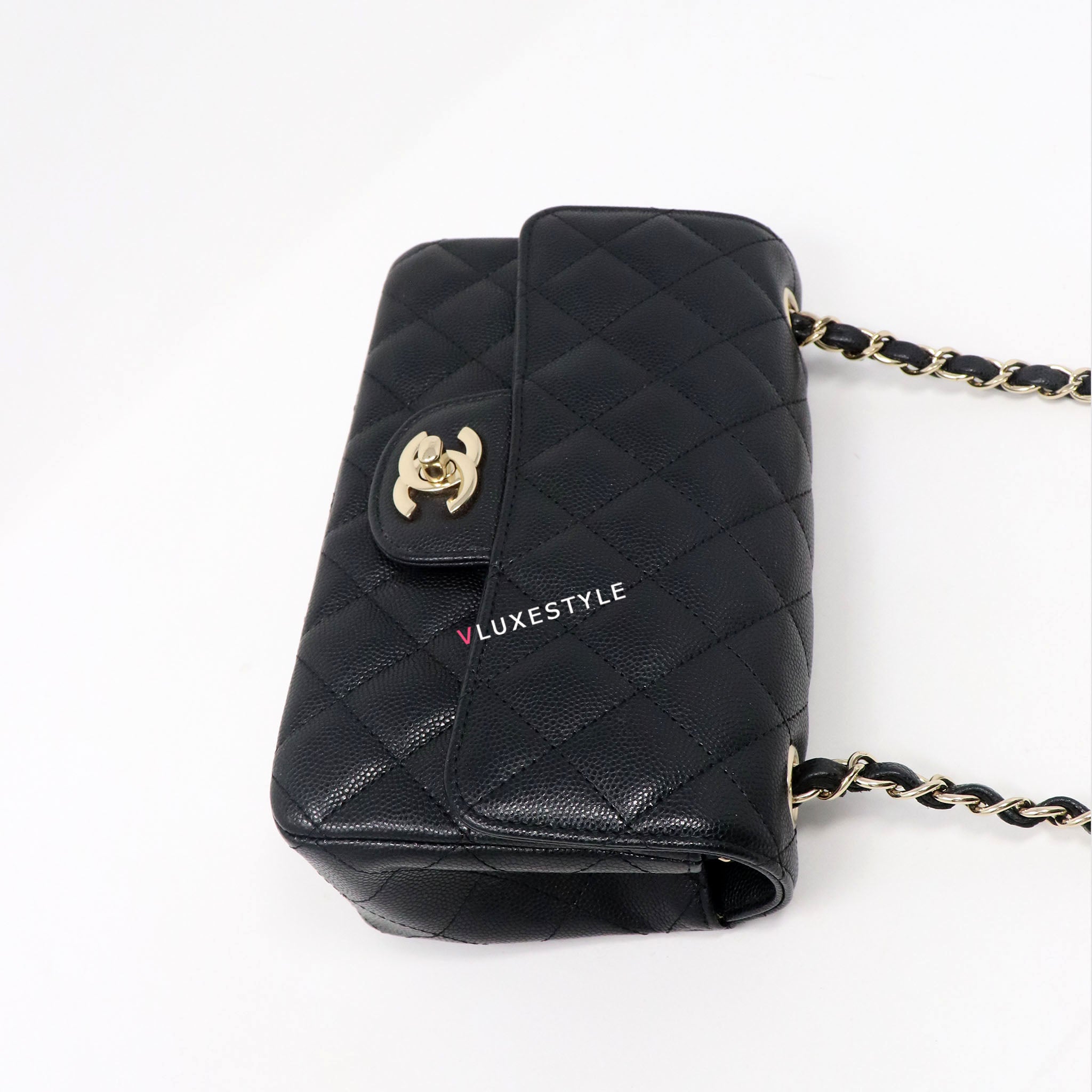 Chanel Classic Mini Rectangular 17C Black Quilted Caviar with