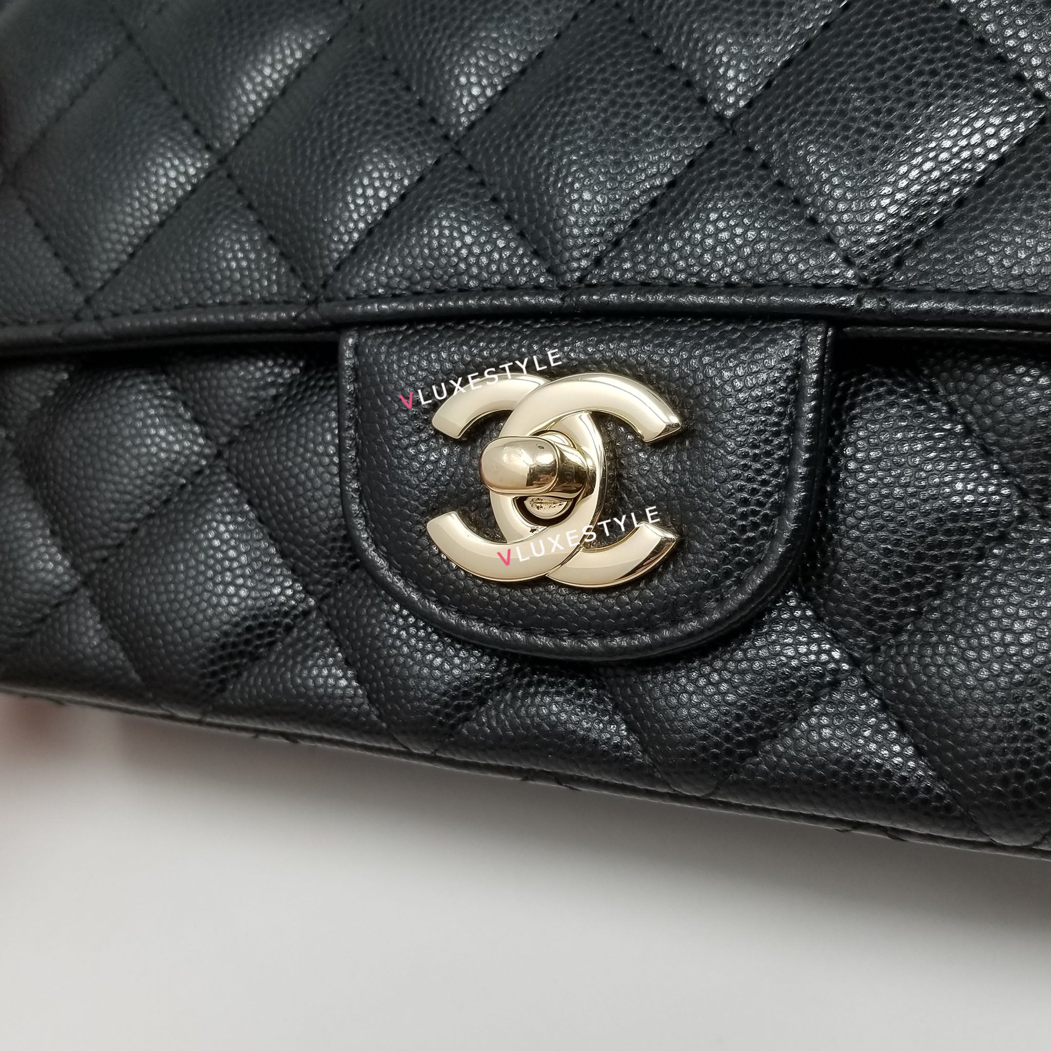 Chanel Classic Mini Rectangular 17C Black Quilted Caviar with